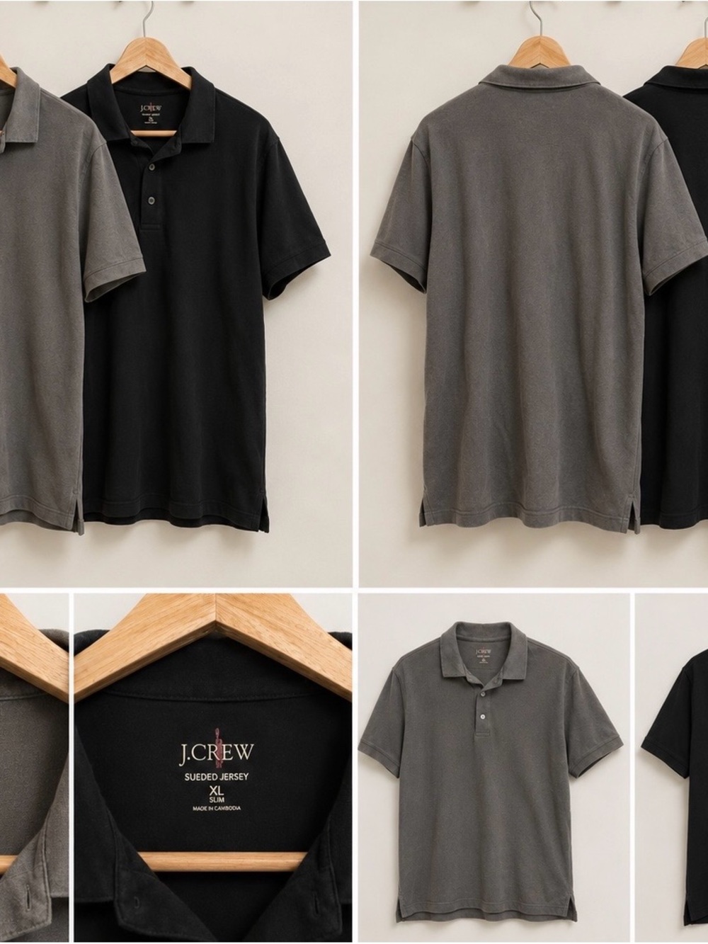 J. Crew Men's Short-Sleeve Polo - Black & Charcoal Gray
